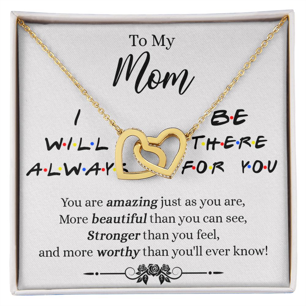 Mother Daughter Necklace Gifts For Mom Birthday Christmas Mothers Day Present To My Mom Jewelry Pendant Message Card Gift Box Interlocking Hearts Necklace