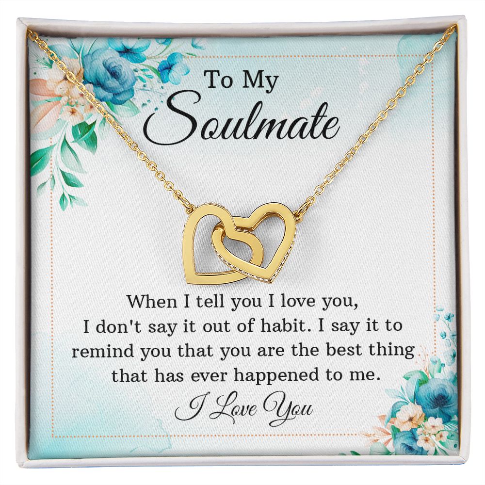 To My Soulmate Necklace for Women Birthday Christmas Jewelry Gifts For My Wife with Message Card Box Personalized Gift Present Pendant for Future Wife Soulmate Girlfriend Love 12 Interlocking Hearts Necklace