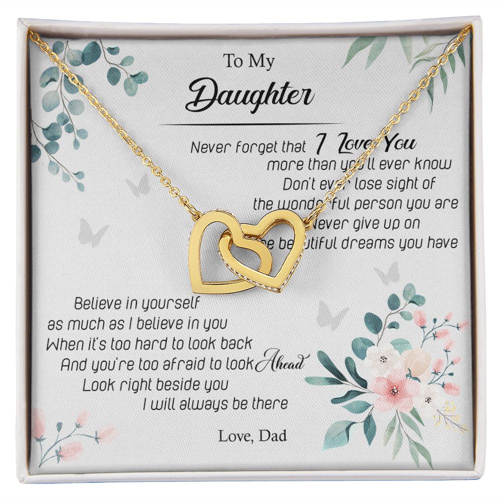 Jewelry Pendant Present for Daughter, To My Daughter Gift Necklace from Mom, Mother Daughter Gift Ideas, Birthday Christmas Gift Graduation Gifts for Daughters, Mother and Daughter Necklace 20 Interlocking Hearts Necklace