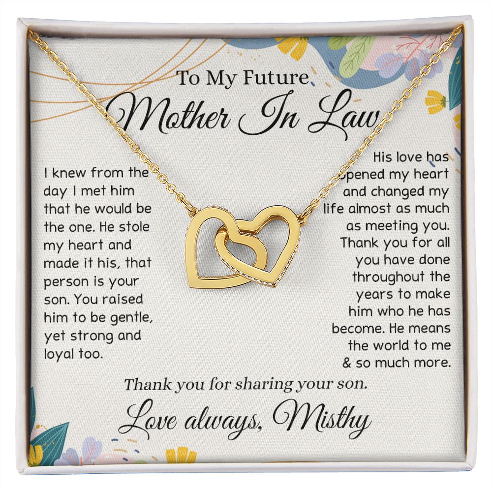 To My Future Mother In Law Necklace, Thoughtful Gift For Future Mother In Law, Wedding Gifts Mother In Law, Personalized Gift for Mother-In-Law, Wedding Gift Bride Groom To MIL Interlocking Hearts Necklace