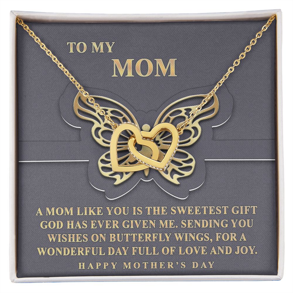 To My Mom Necklace, Gift For Mom, Mother's Day Gift from Daughter, Mom Jewelry Gift for Mothers Day, Birthday Gift for Mother, Moms Gift from Daughter Son, Necklace for Mom Mother 12 Interlocking Hearts Necklace