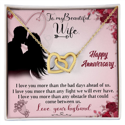 To My Beautiful Wife Necklace for Women  from Husband Romantic Jewelry For Future Wife Valentine Day Gift For Wife Interlocking Hearts necklace