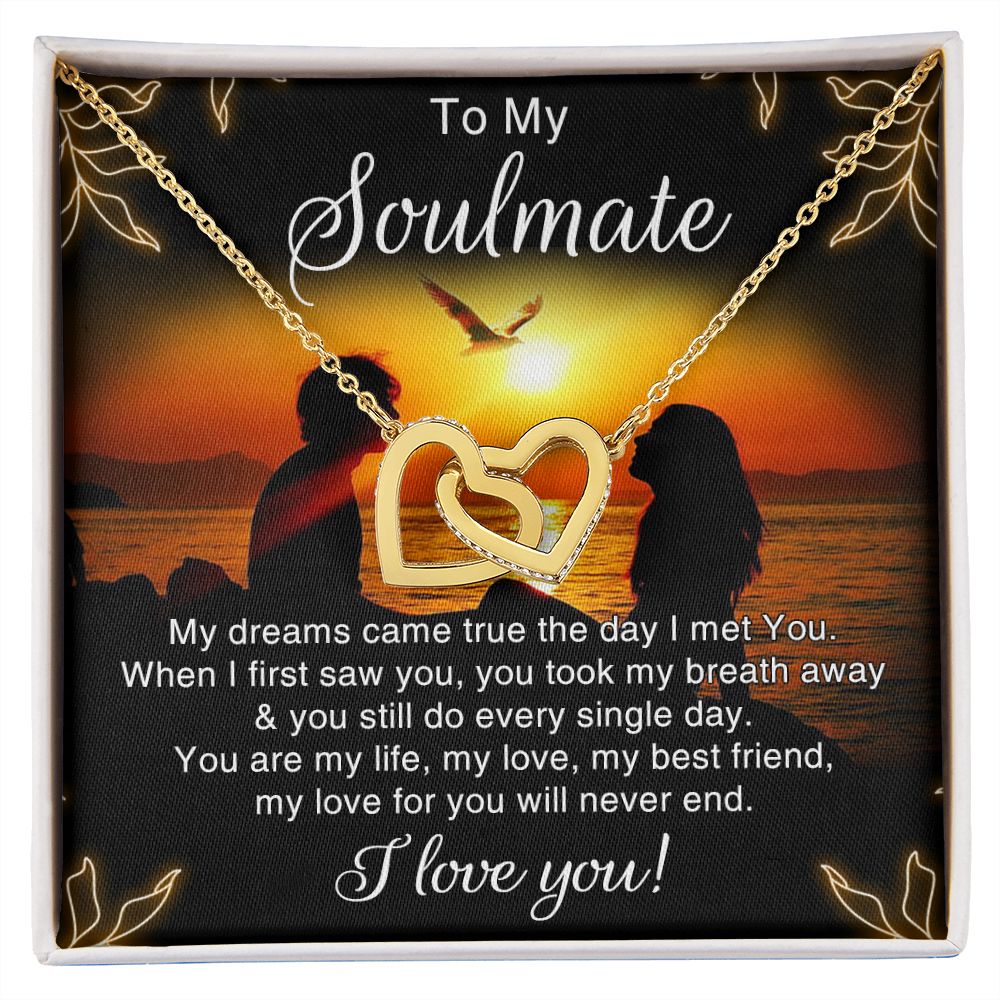 To My Soulmate Necklace for Women Birthday Christmas Jewelry Gifts For My Wife with Message Card Box Personalized Gift Present Pendant for Future Wife Soulmate Girlfriend Love 6 Interlocking Hearts Necklace