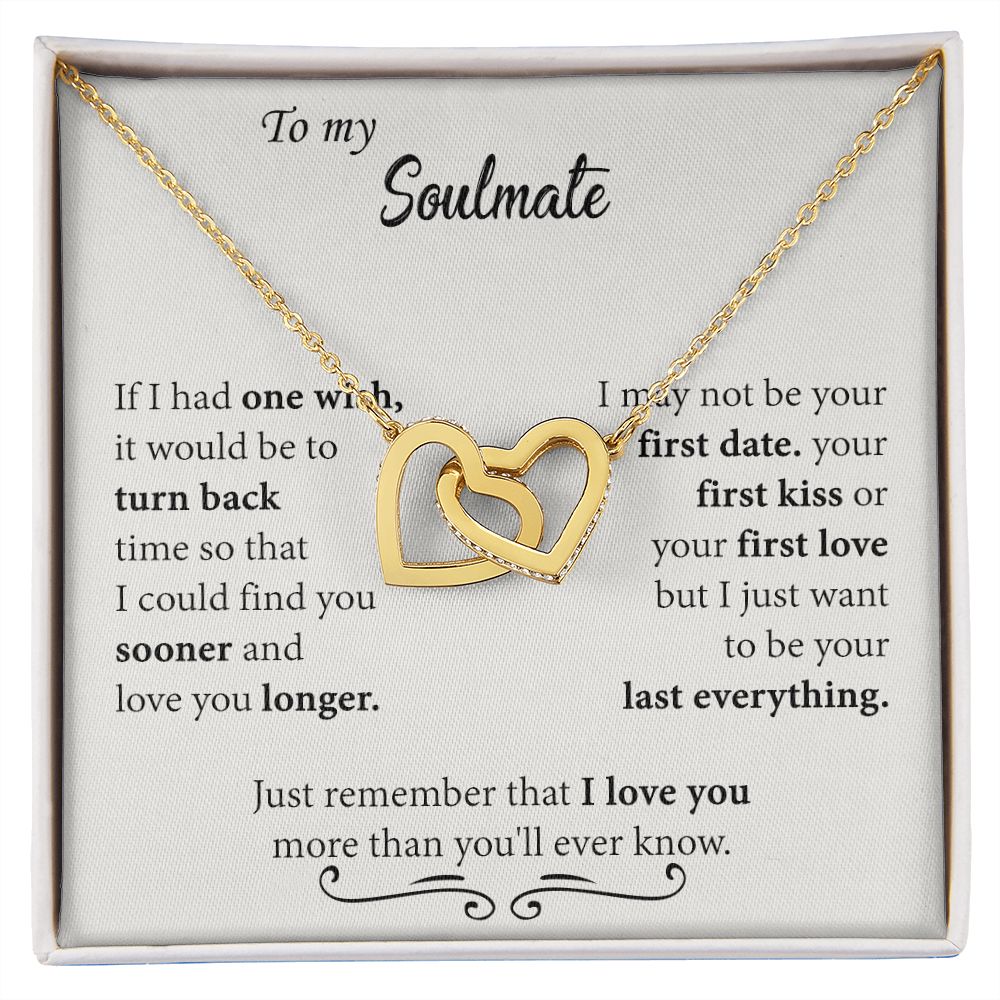 To My Soulmate Necklace for Women Birthday Christmas Jewelry Gifts For My Wife with Message Card Box Personalized Gift Present Pendant for Future Wife Soulmate Girlfriend Love 24 Interlocking Hearts Necklace