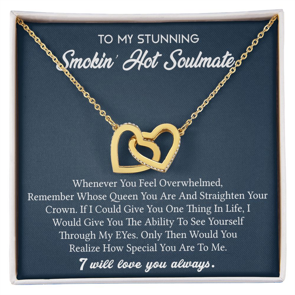 To My Soulmate Necklace for Women Birthday Valentines Day Jewelry Gifts For My Wife with Message Card Box Personalized Gift Present Pendant for Future Wife Soulmate Girlfriend Love 5 Interlocking Hearts Necklace