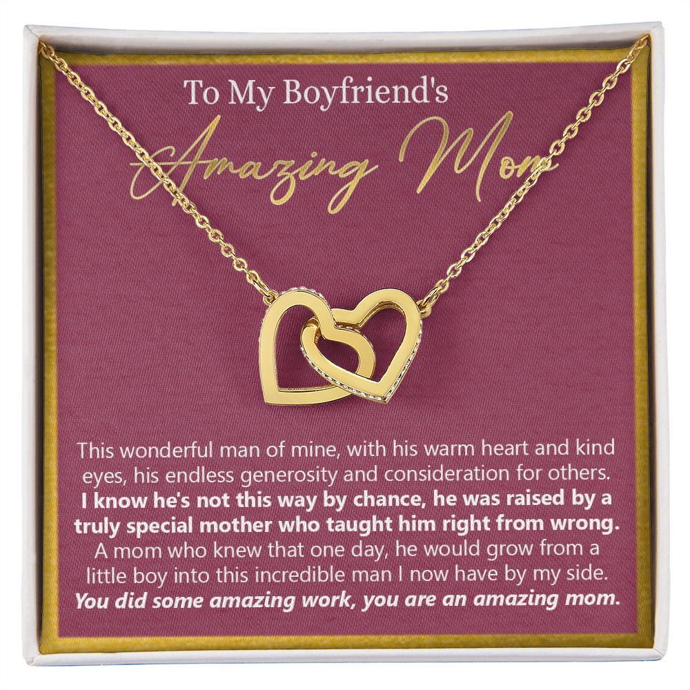 To My Boyfriend's Mom Necklace Jewelry Gift, Mother's Day Gift, Birthday Gift For Boyfriend's Mom, Boyfriend's Mom Necklace Interlocking Hearts Necklace