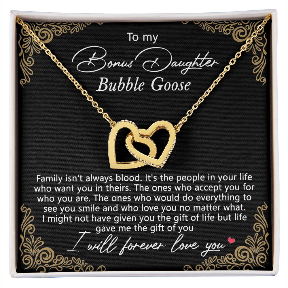 Bonus Daughter Gifts From Stepdad, Step Daughter Gifts From Stepmom, Stepdaughter Gifts From Stepdad, Father Stepdaughter Necklace, To My Bonus Daughter Necklaces, Christmas Gifts For Bonus9 Interlocking Hearts Necklace