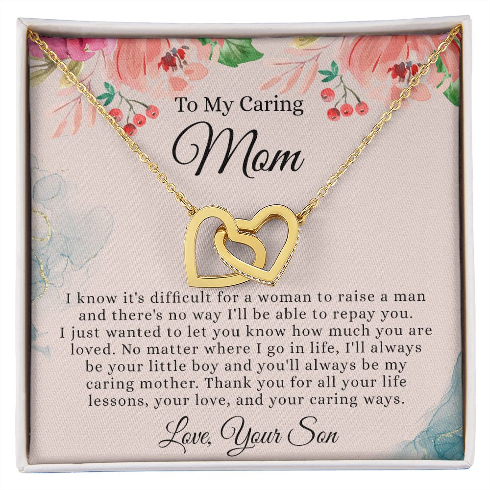 To My Mom Necklace, Mom Gift From Son, Mom gifts, Gift for Mom From Son, Mom Mothers Day Gift From Son, To my Mom Necklace, Mom Gift Necklace, Mother Birthday Gift From Son Interlocking Hearts Necklace