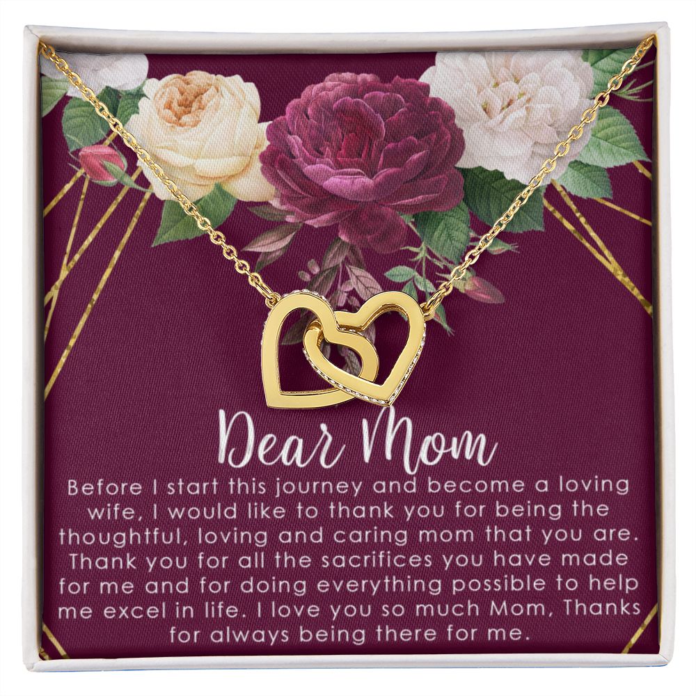 To My Mom Necklace, Gift For Mom, Mother's Day Gift from Daughter, Mom Jewelry Gift for Mothers Day, Birthday Gift for Mother, Moms Gift from Daughter Son, Necklace for Mom Mother2 Interlocking Hearts Necklace