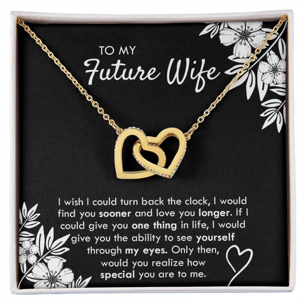 To My Future Wife Necklace, Alluring Beauty Necklace with Message Card and Gift Interlocking Hearts Necklace
