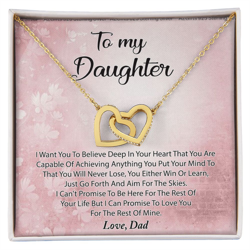 To My Daughter Necklace Gift From Mom I Love You Forever and Always Hearts Necklace For Daughter Present for Birthday Anniversary Christmas Valentine's Day Interlocking Hearts Necklace