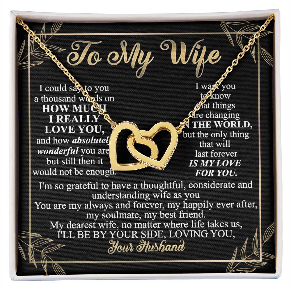 Birthday Gifts For Wife, Necklace Gifts For Wife From Husband, To My Wife Jewelry For Women , To My Wife Necklace  from Husband Wedding Anniversary Present For Wife, Beautiful Wife Jewelry Christmas13 Interlocking Hearts Necklace