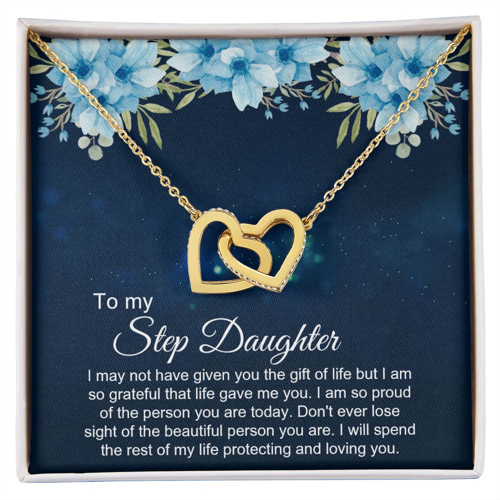 Bonus Daughter Gifts From Stepdad, Step Daughter Gifts From Stepmom, Stepdaughter Gifts From Stepdad, Father Stepdaughter Necklace, To My Bonus Daughter Necklaces, Christmas Gifts For Bonus3 Interlocking Hearts Necklace
