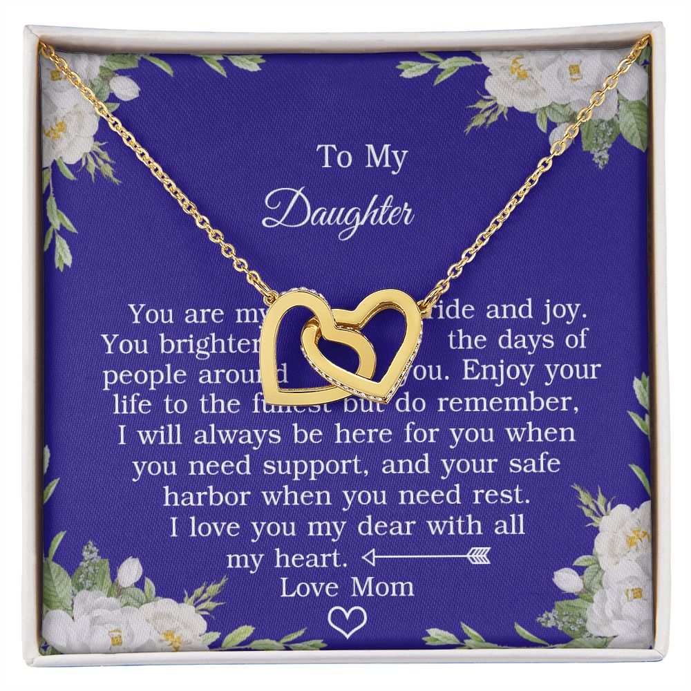 Mother Daughter Gift Ideas, To My Daughter Gift Necklace from Mom, Jewelry Pendant Present for Daughter, Birthday Christmas Gift Graduation Gifts for Daughters, Mother and Daughter Necklace 2137 Interlocking Hearts Necklace