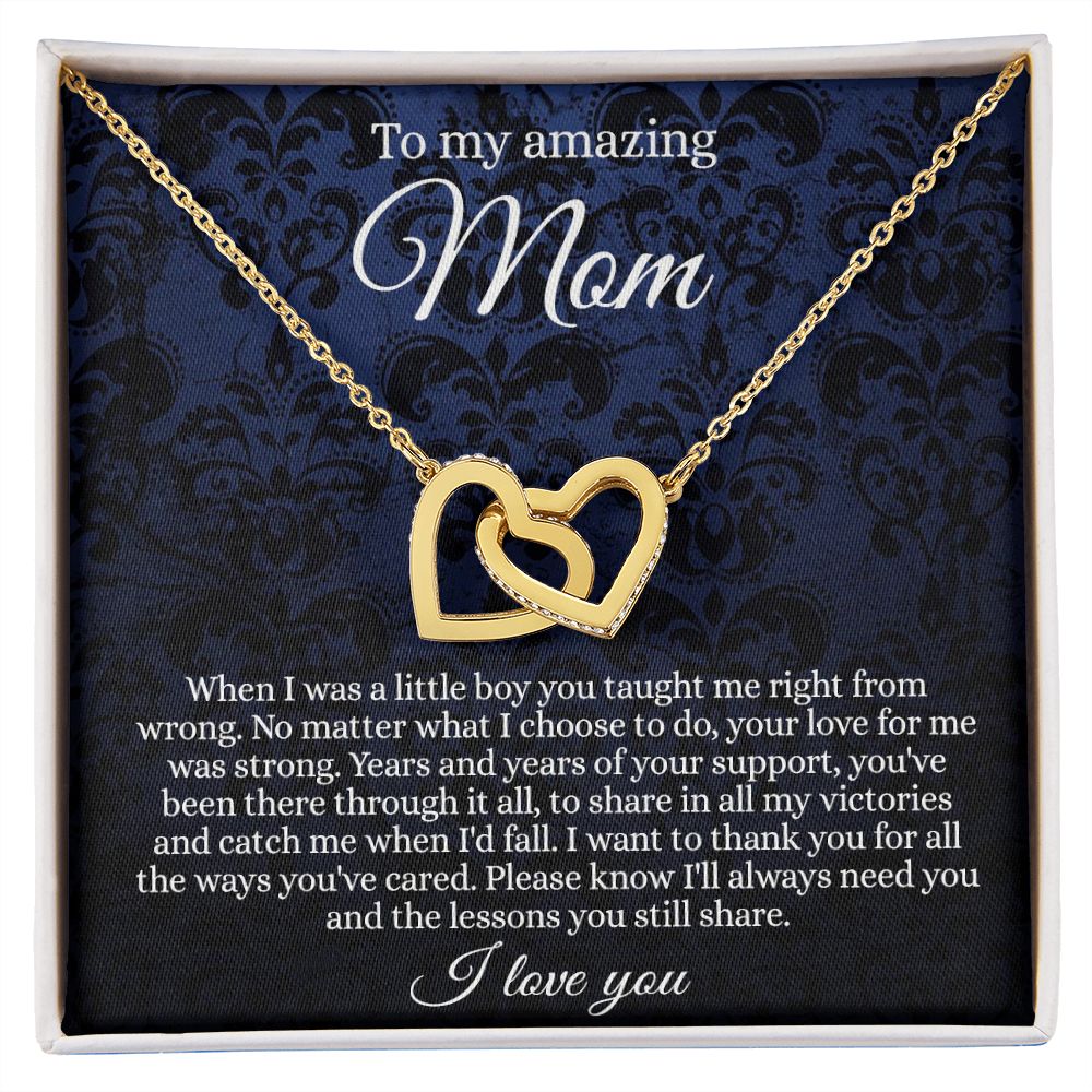 Gift for Mom Necklace, To My Beautiful Mom Love Knot Necklace Card, Mother’s Day Gift For Mom From Son, Thank You Mom Gift, Custom Jewelry Necklace For Mom Interlocking Hearts Necklace