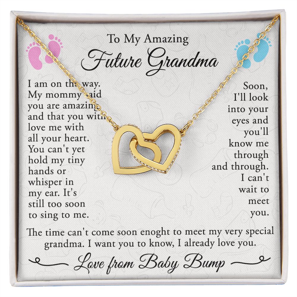 To My Grandmother Necklace, Gift for Grandmother Necklace, Mothers Day Gift For Grandma Nana, Grandma Jewelry From Grandchildren GrandKids , Jewelry Box Gift For Grandma Grandmother4 Interlocking Hearts Necklace