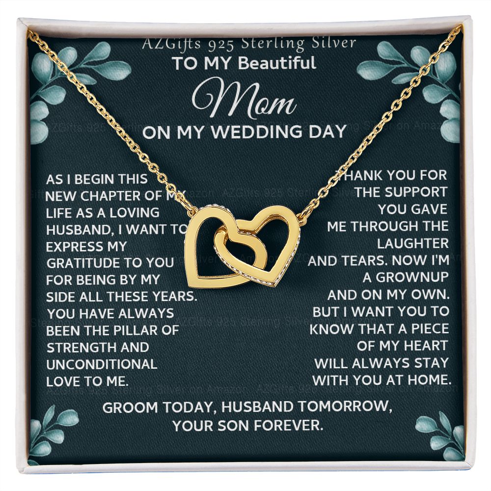To My Beautiful Mom Necklace from Son, Gift for Mom, Gift from Son for Mother, Mother of Groom Gift, Necklace for Mother of Groom Wedding Day, To my Mom Necklace 301 Interlocking Hearts Necklace
