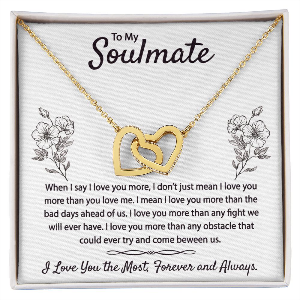 To My Soulmate Necklace for Women Birthday Christmas Jewelry Gifts For My Wife with Message Card Box Personalized Gift Present Pendant for Future Wife Soulmate Girlfriend Love 9 Interlocking Hearts Necklace