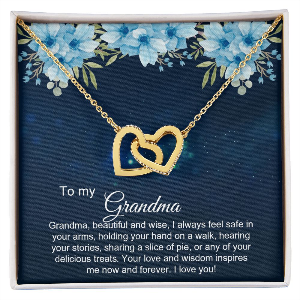 To My Grandma Necklace, Gift for Grandmother Necklace, Mothers Day Gift For Grandma Nana, Grandma Jewelry From Grandchildren GrandKids , Jewelry Box Gift For Grandma Grandmother2 Interlocking Hearts Necklace
