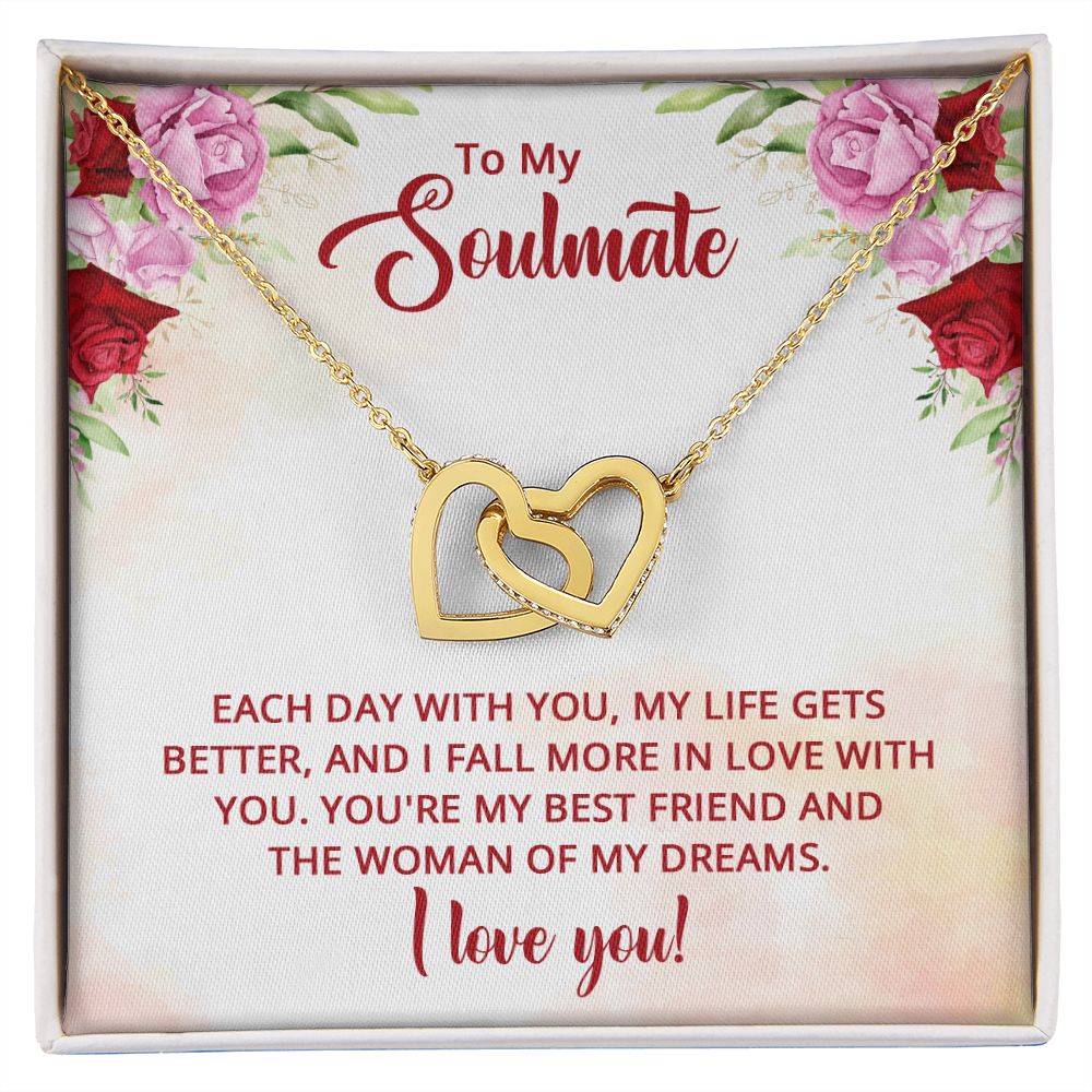 To My Soulmate Necklace for Women Birthday Christmas Jewelry Gifts For My Wife with Message Card Box Personalized Gift Present Pendant for Future Wife Soulmate Girlfriend Love 11 Interlocking Hearts Necklace