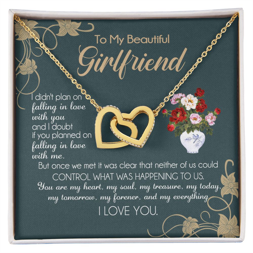To My Girlfriend Necklace Valentine Gift From Boyfriend Necklace for Girlfriend Interlocking Hearts Necklace