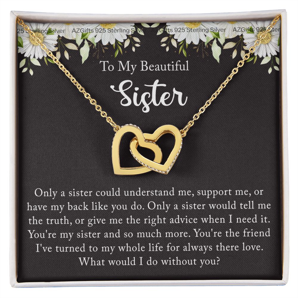 To My Sister Necklace, Sister to Sister, Birthday gift For Sister from Brother 2 Interlocking Hearts Necklace