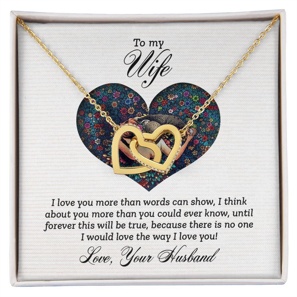 Birthday Gifts For Wife, Necklace Gifts For Wife From Husband, To My Wife Jewelry For Women , To My Wife Necklace  from Husband Wedding Anniversary Present For Wife, Beautiful Wife Jewelry Christmas23 Interlocking Hearts Necklace