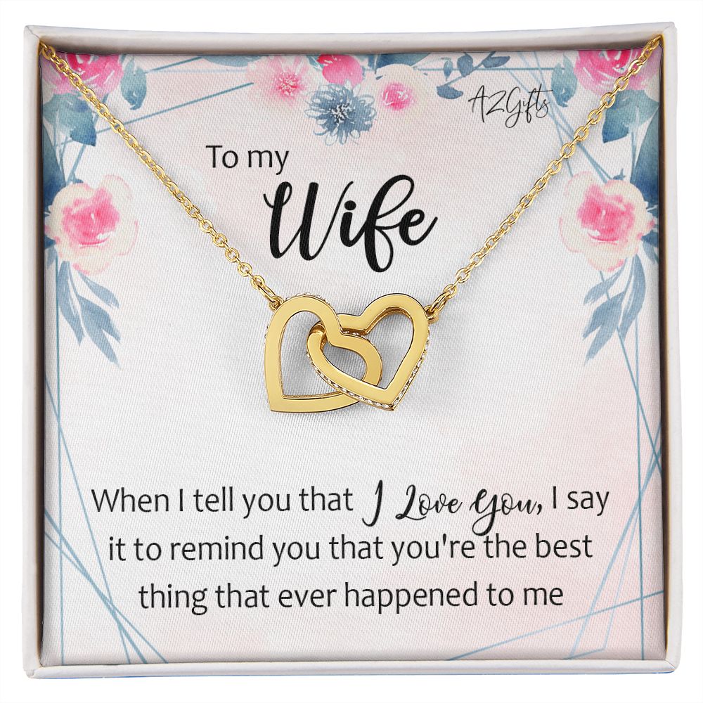 To My Wife Necklace from Husband, Personalized Necklace for Women, Luxury Necklace for Wife from Man Men, Wedding Anniversary Present For Wife, Beautiful Wife Jewelry Christmas Birthday Gifts For Wife1 Interlocking Hearts Necklace