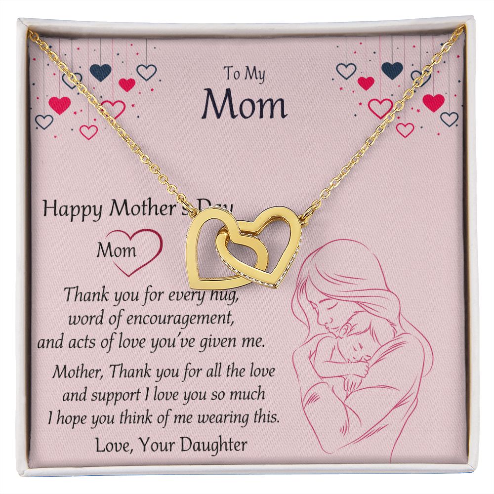 Mom Necklace Gifts for Mom from Daughter to Mom Gifts for Mothers Day from Daughter, To My Mom Necklace from Daughter to Mom Birthday Gifts Necklace with Message Card and Gift Box10 Interlocking Hearts Necklace