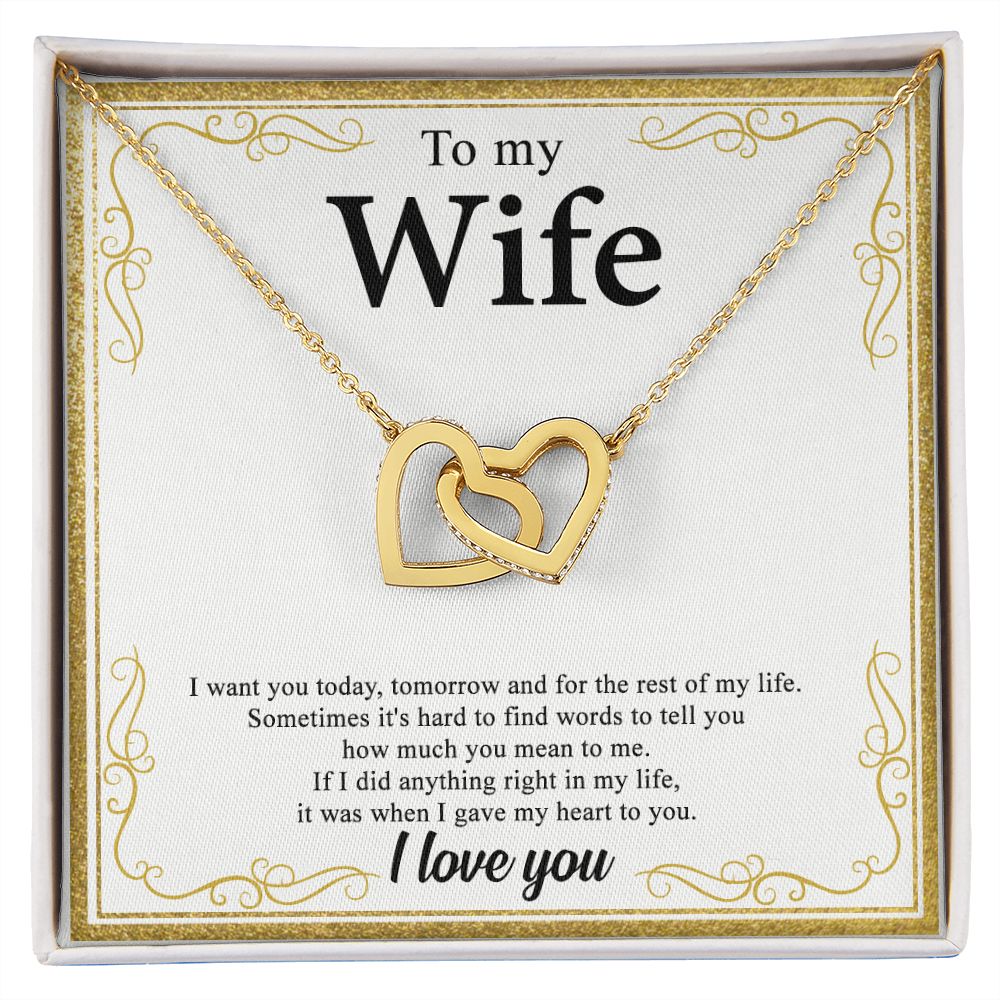 To My Wife Alluring Love Necklace Gift for Wife Valentines Day Gift for Her Interlocking Hearts Necklace