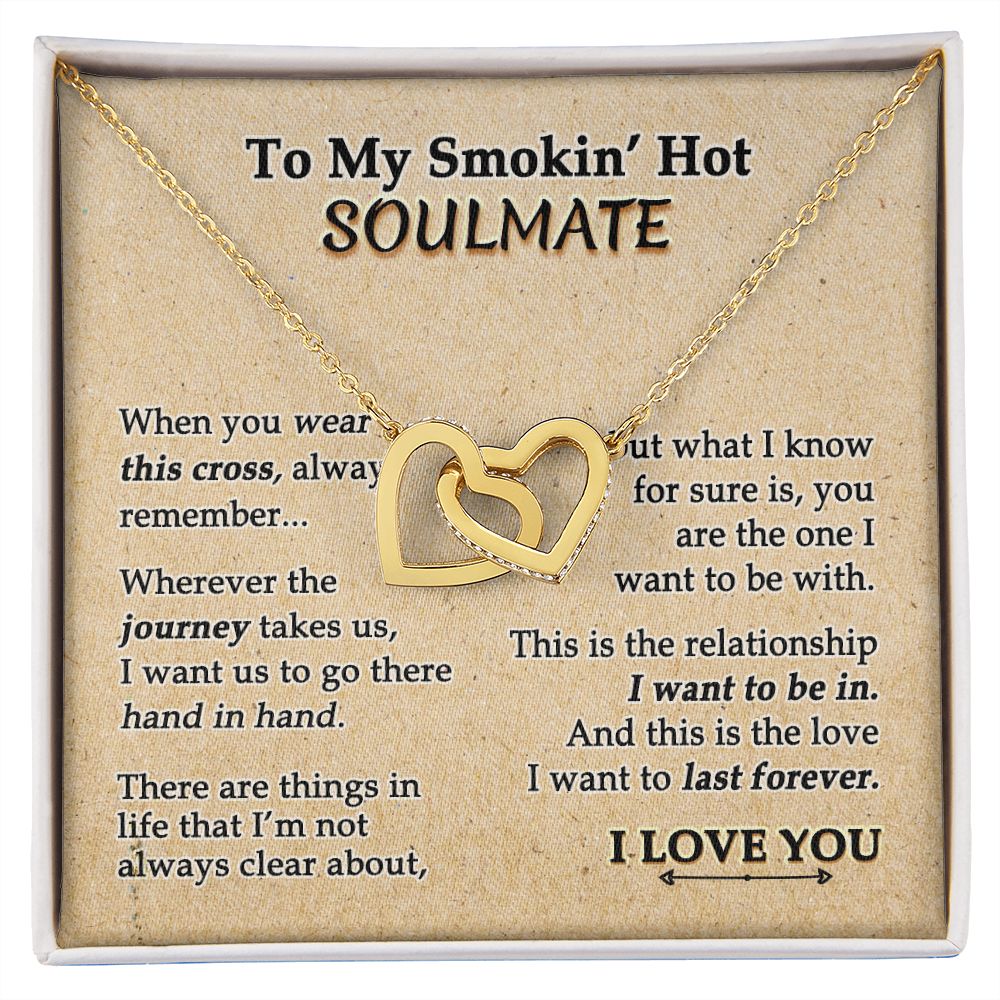 To My Soulmate Necklace for Women Birthday Valentines Day Jewelry Gifts For My Wife with Message Card Box Personalized Gift Present Pendant for Future Wife Soulmate Girlfriend Love 9 Interlocking Hearts Necklace