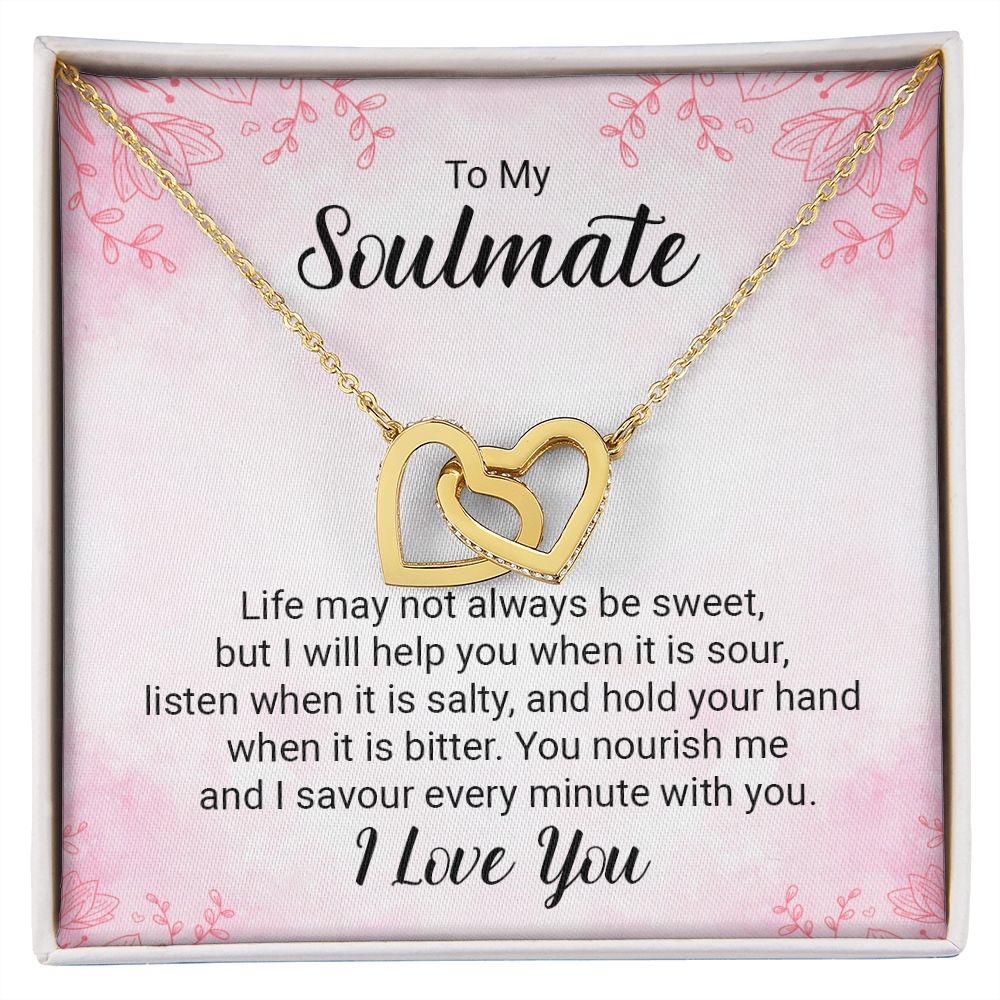 To My Soulmate Necklace for Women Birthday Christmas Jewelry Gifts For My Wife with Message Card Box Personalized Gift Present Pendant for Future Wife Soulmate Girlfriend Love 15 Interlocking Hearts Necklace