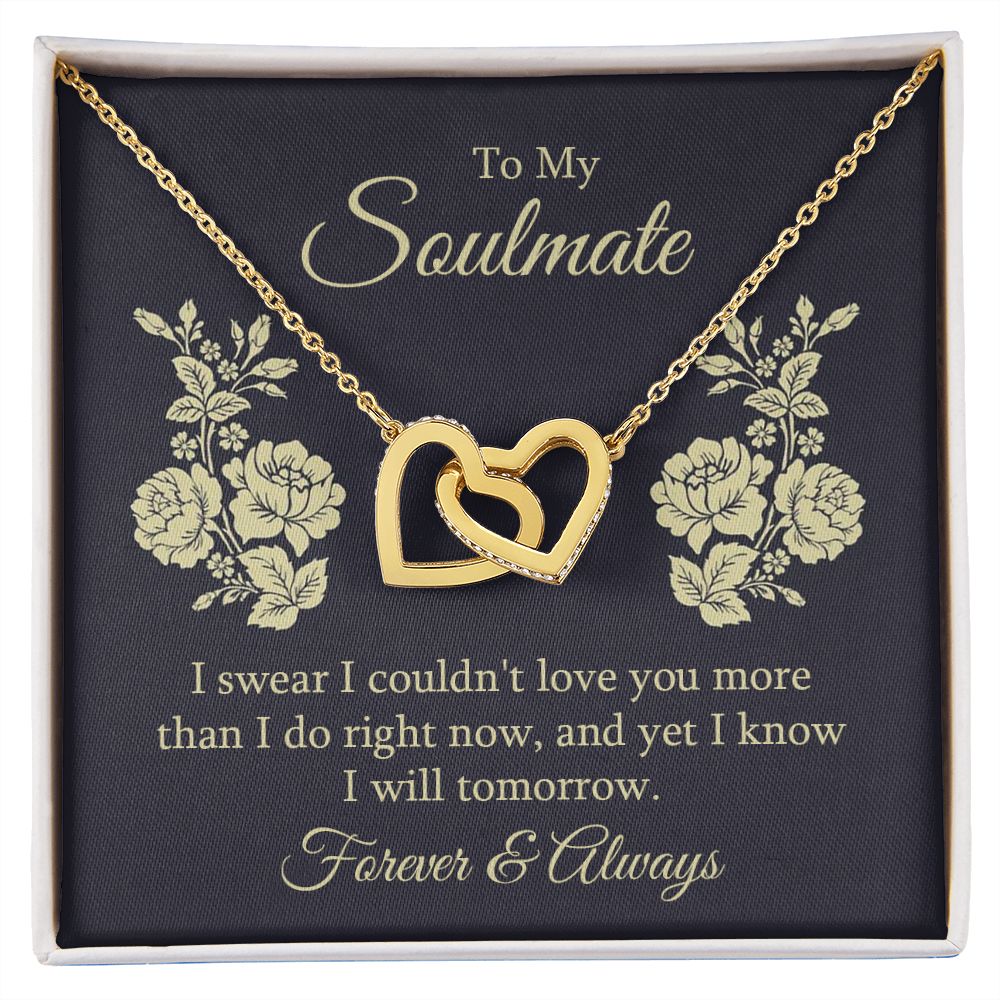 To my soulmate - I swear I couldn't love you Interlocking Hearts Necklace