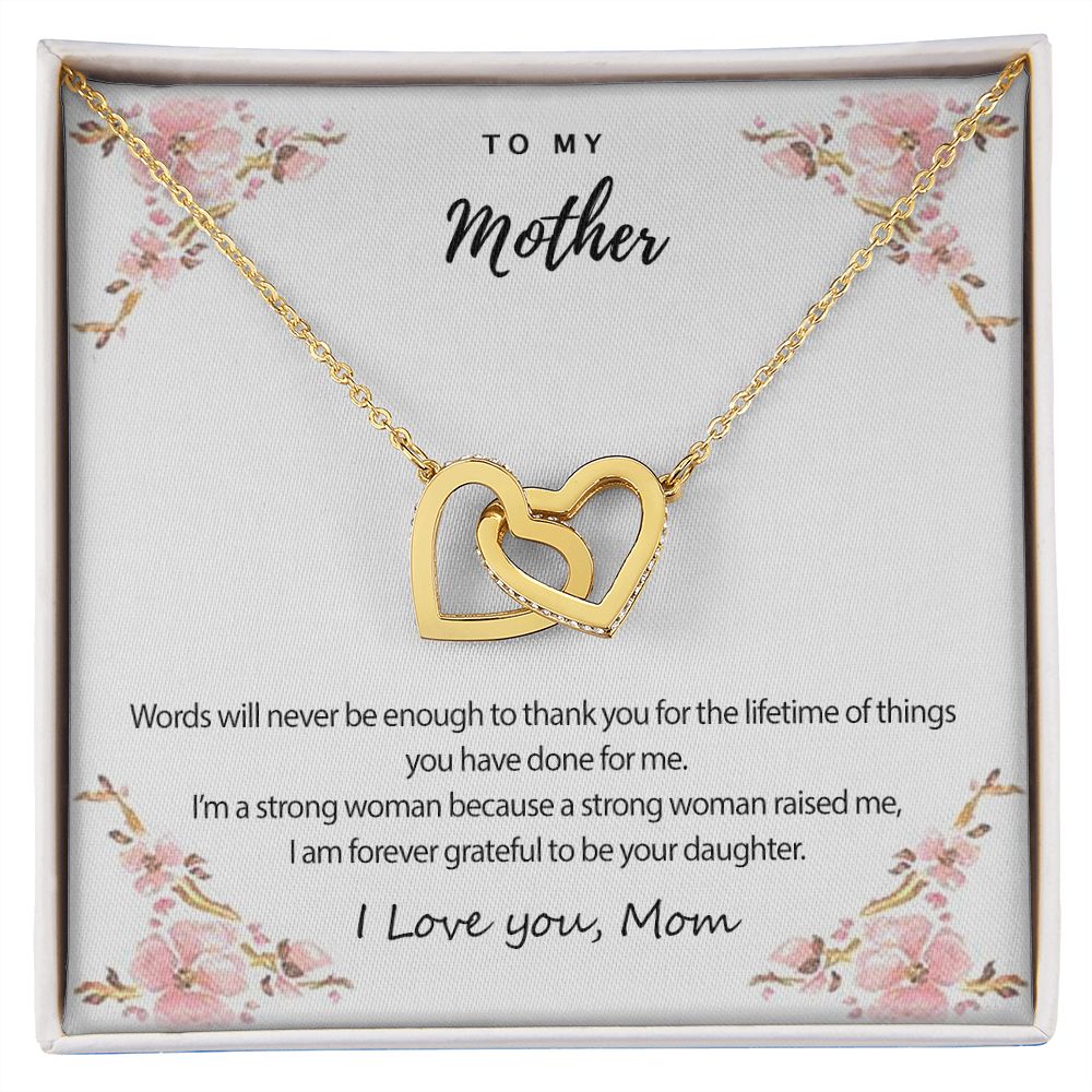 Mom Necklace Gifts for Mom from Daughter to Mom Gifts for Mothers Day from Daughter, To My Mom Necklace from Daughter to Mom Birthday Gifts Necklace with Message Card and Gift Box2226 Interlocking Hearts Necklace