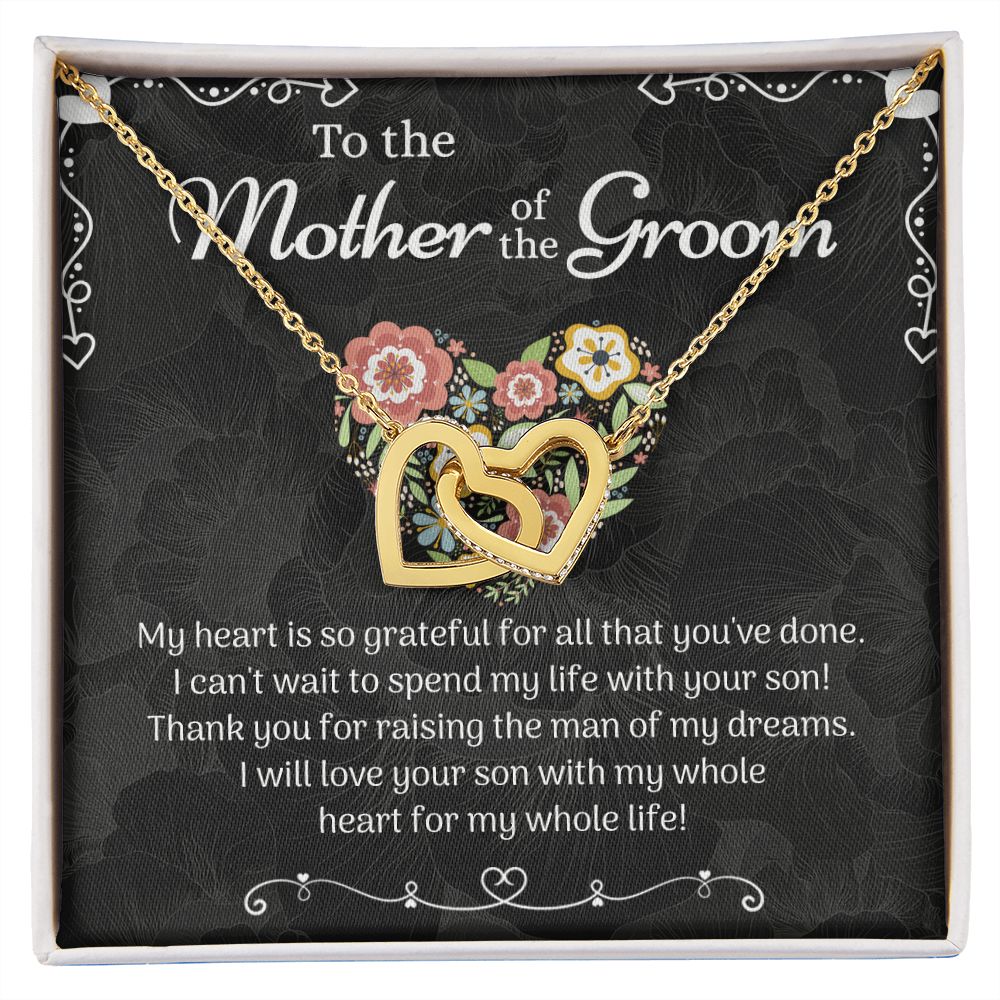 Mother of the Groom Sunflower Bracelet from Bride, Mother of the Groom Jewelry, Unique Mother Of The Groom Wedding Gift, Mom of Groom Gift Interlocking Hearts Necklace