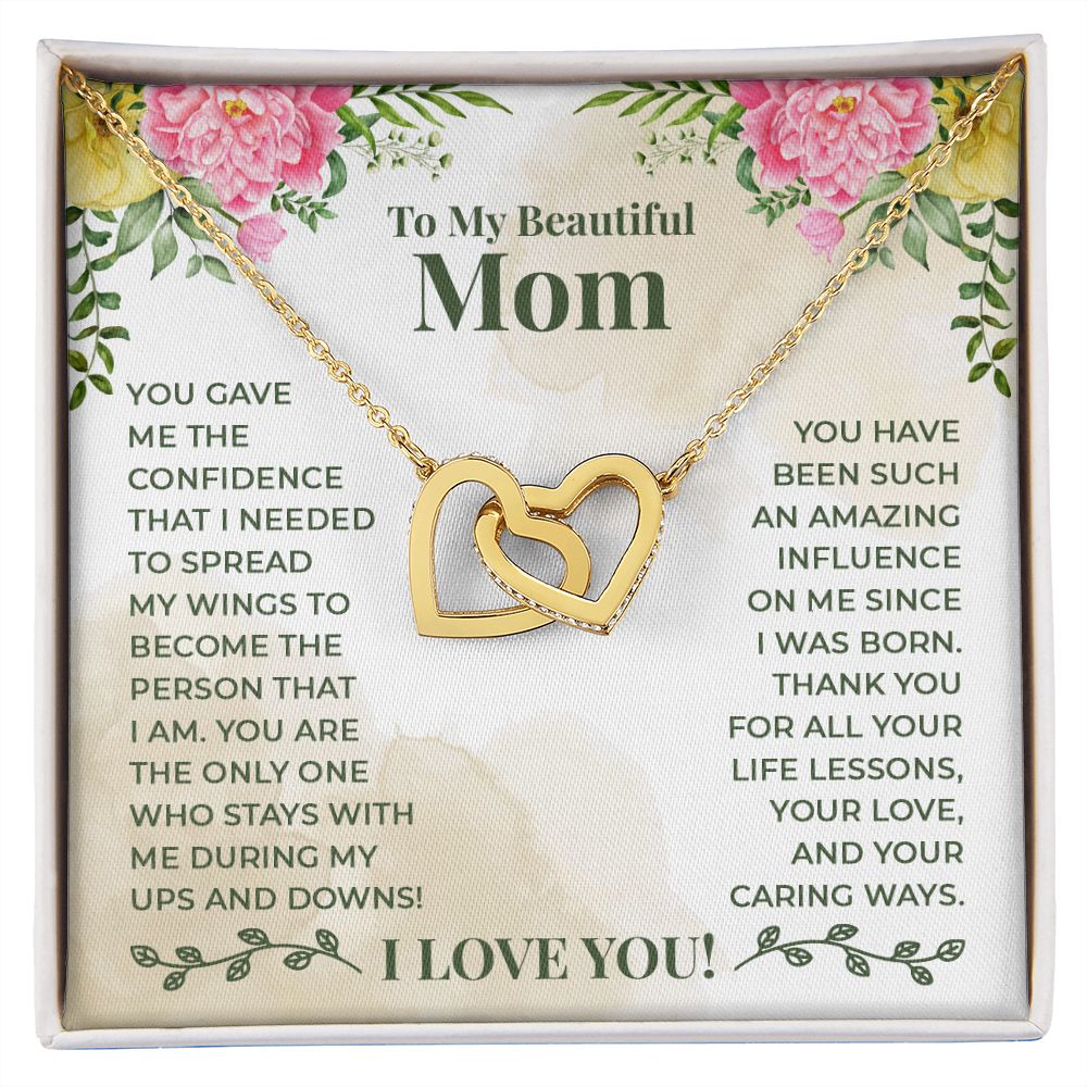 Mom Necklace Gifts for Mom from Daughter to Mom Gifts for Mothers Day from Daughter, To My Mom Necklace from Daughter to Mom Birthday Gifts Necklace with Message Card and Gift Box22 Interlocking Hearts Necklace