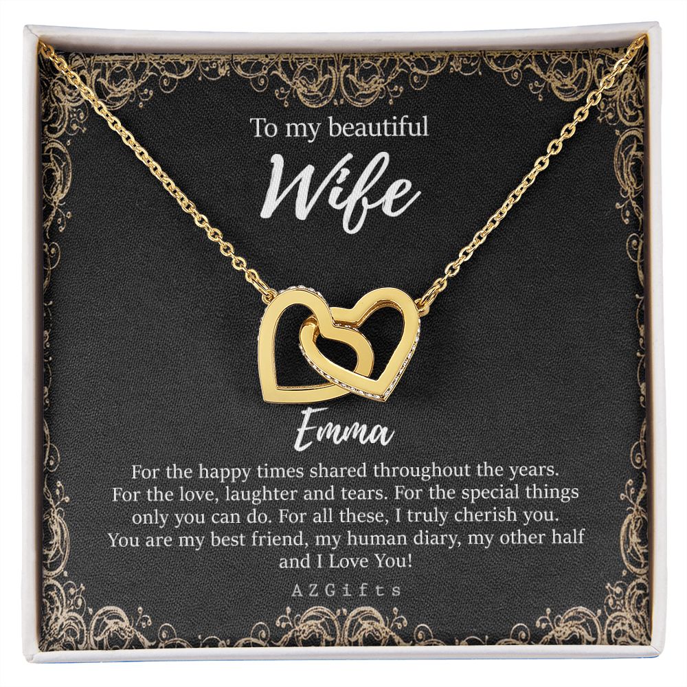 To My Wife Necklace from Husband, Personalized Necklace for Women, Luxury Necklace for Wife from Man Men, Wedding Anniversary Present For Wife, Beautiful Wife Jewelry Christmas Birthday Gifts For Wife9 Interlocking Hearts Necklace