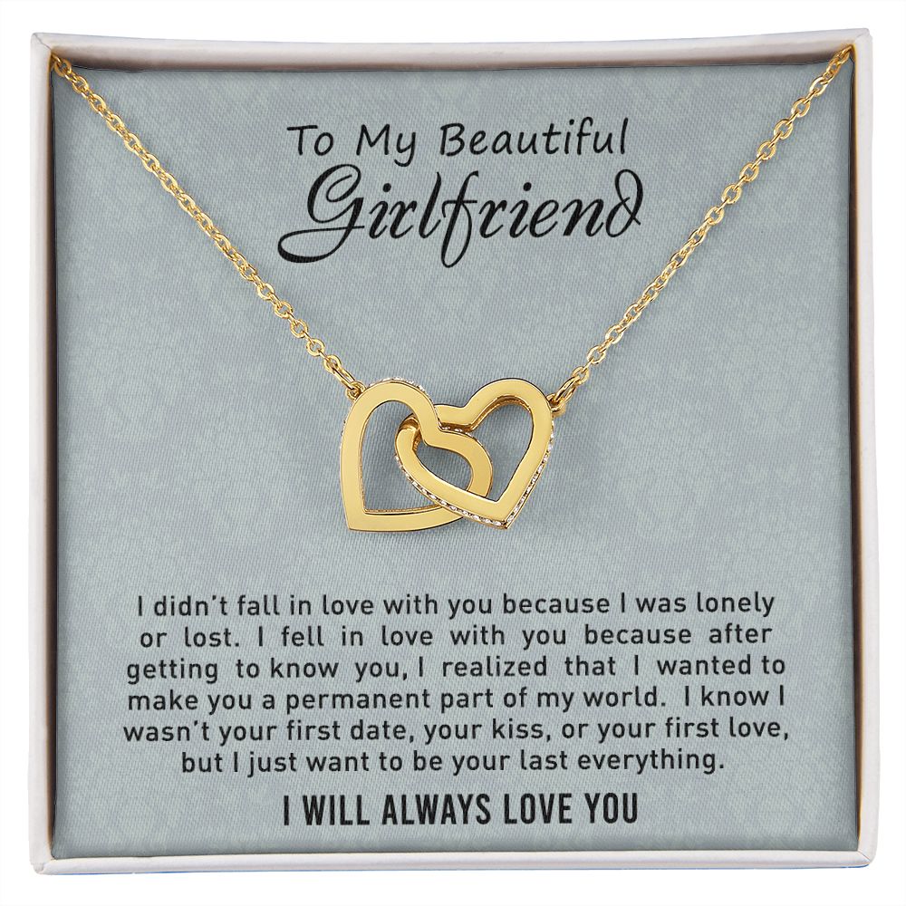 To My Girlfriend Necklace from Boyfriend, Personalized Necklace for Women, Luxury Necklace for Girlfriend, Wedding Anniversary Present For Her, Girlfriend Gift Jewelry Christmas Birthday Gift2 Interlocking Hearts Necklace