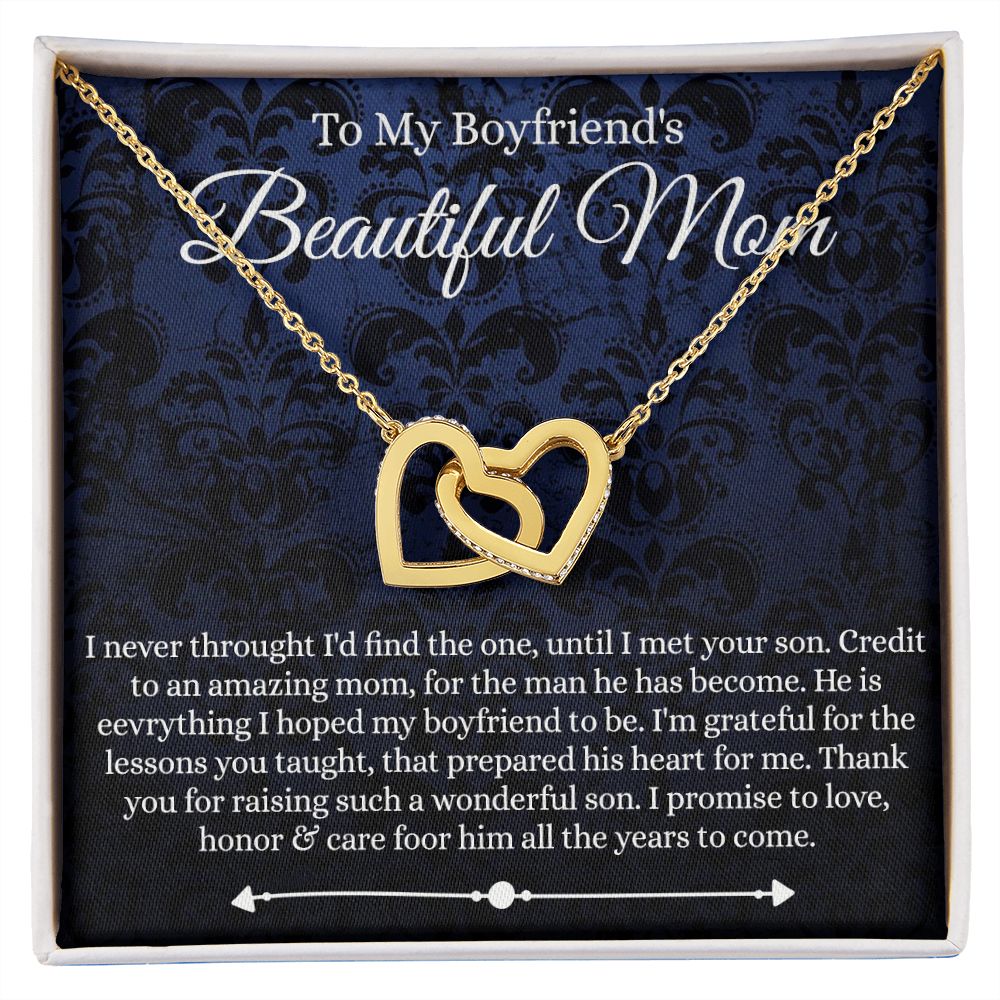 To My Boyfriend's Mom Mother's Day Necklace, Mother-in-law Necklace, Necklace Gift For Boyfriend’s Mom, To My Boyfriends Mom Gift, Future Mother-in-law Necklace for Boyfriend's Mom Interlocking Hearts Necklace