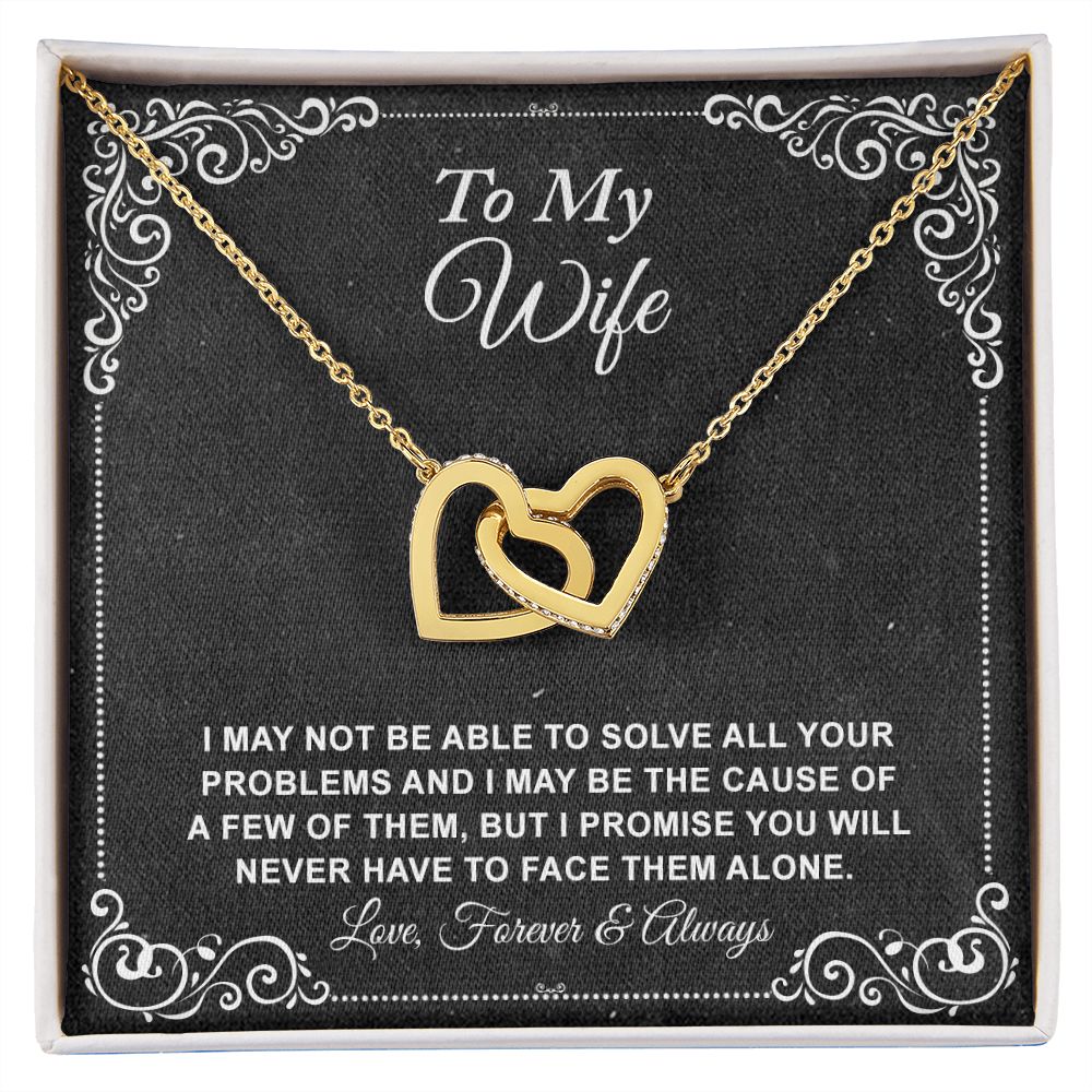 To My Wife Necklace, Gift For Wife From Husband, Anniversary Gift, Valentine's Interlocking Hearts Necklace