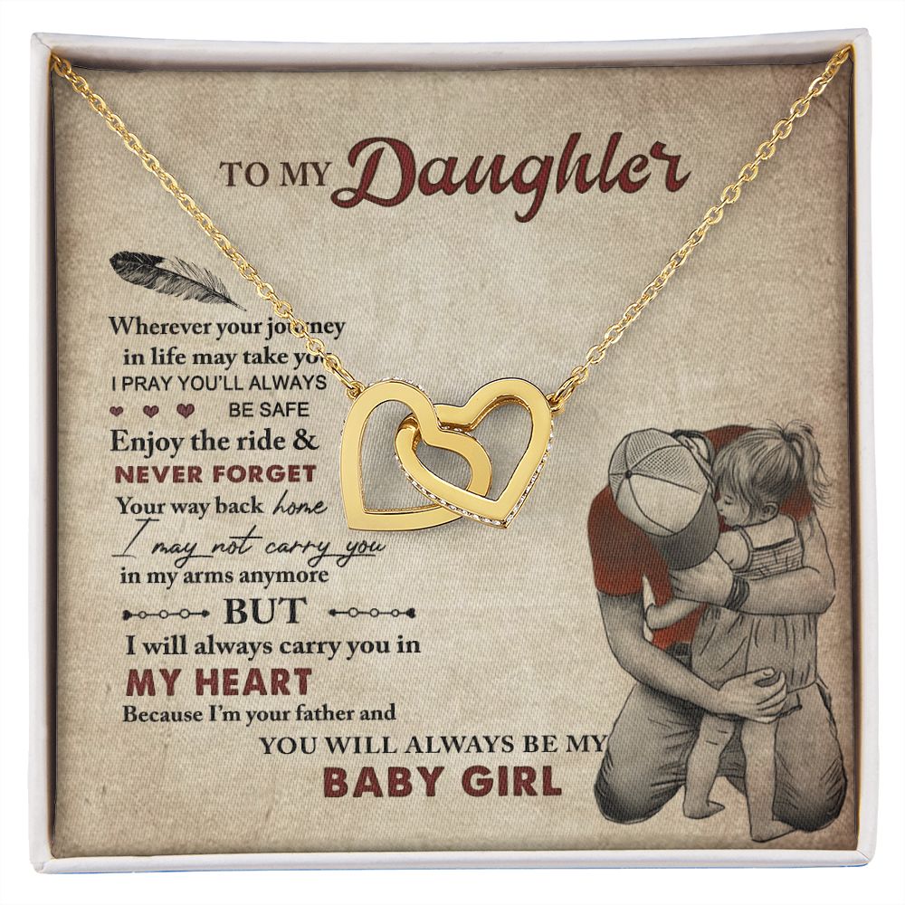 To My Daughter Necklaces Pendants - Father and Daughter Necklace - Gift from Daddy - Luxury Necklace Silver On Birthday, Anniversary - Includes Gift Box Interlocking Hearts Necklace