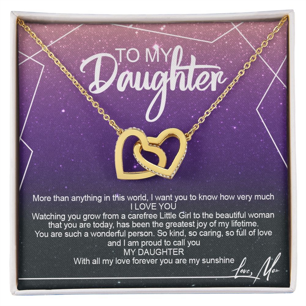 To My Daughter Alluring Beautiful Necklace, Jewelry For Daughter, Daughter Gift Interlocking Hearts Necklace
