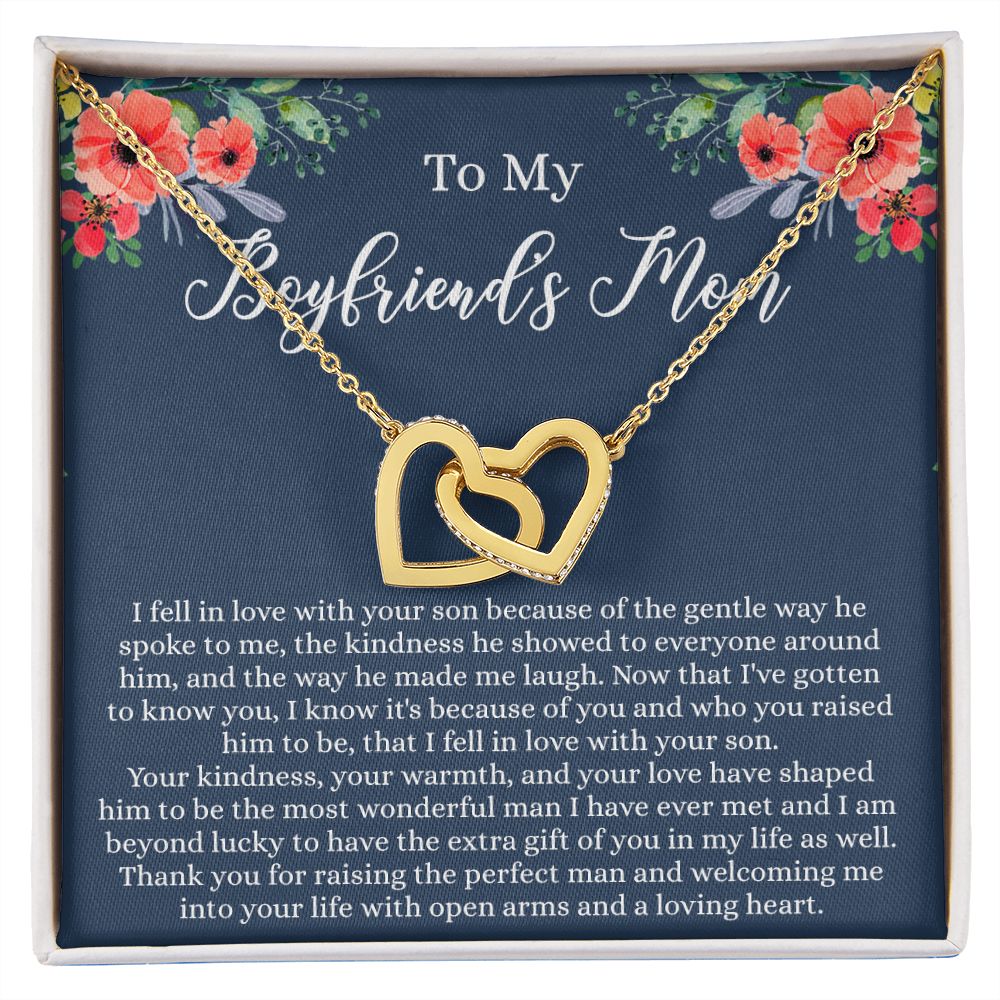 To My Boyfriends Mom, Gifts For Boyfriend Mom, Boyfriends Mom Birthday Gift Idea, Boyfriend Mother Gift, Necklace for Boyfriends Mom, Mother's Day Gift Necklace for Women Interlocking Hearts Necklace