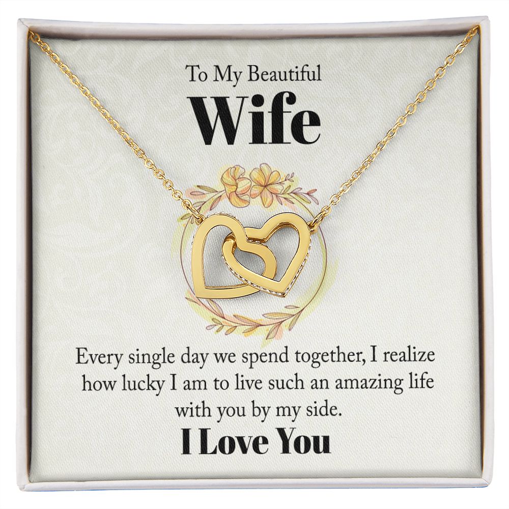 To My Beautiful Wife Necklace, Wedding Anniversary Jewelry For Women, Necklace For Wife from Husband, Gifts For Wife Birthday Gifts Necklace, Jewelry With Message Card In A Gift Box