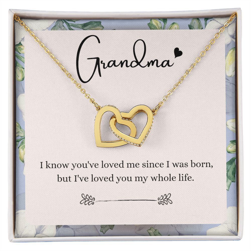 To My Grandma Necklace, Gift for Grandmother Necklace, Mothers Day Gift For Grandma Nana, Grandma Jewelry From Grandchildren GrandKids , Jewelry Box Gift For Grandma Grandmother9 Interlocking Hearts Necklace