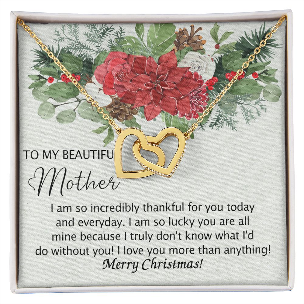 To My Mother Necklace from Daughter Pendant for Mom Christmas Pendant Inspirational Gift from Son to Mom Personalized Necklace Gift for Mother Fiance Christmas Present from Child 301 Interlocking Hearts Necklace