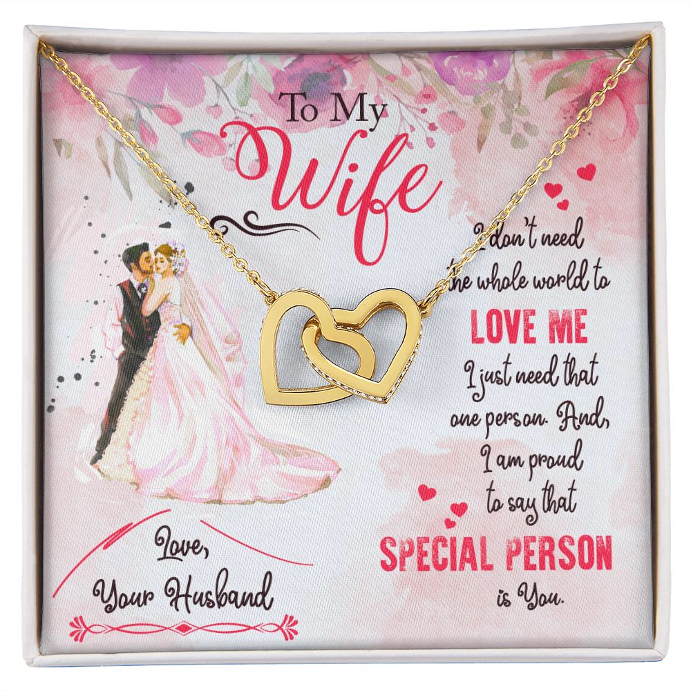 To My Wife Necklace from Husband, Personalized Necklace for Women, Luxury Necklace for Wife from Man Men, Wedding Anniversary Present For Wife, Beautiful Wife Jewelry Christmas Birthday Gift For Wife17 Interlocking Hearts Necklace