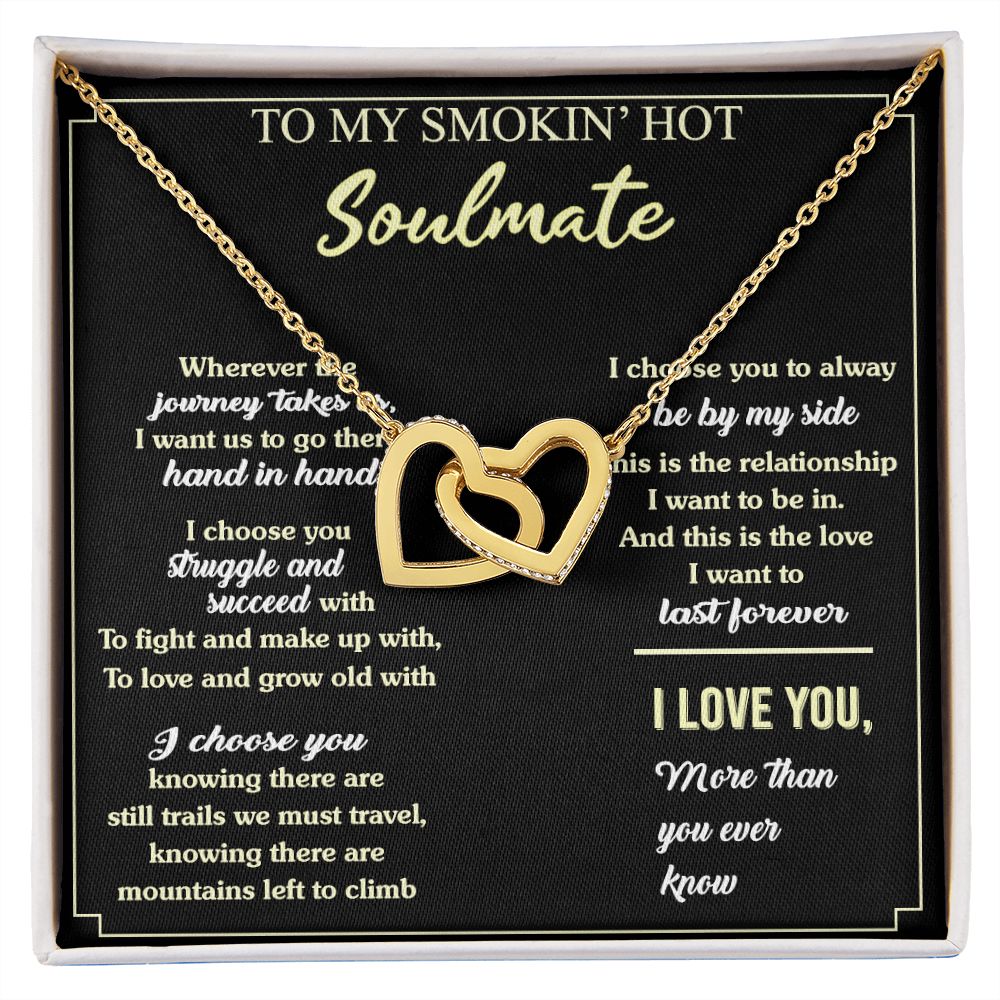 To My Soulmate Necklace for Women Birthday Valentines Day Jewelry Gifts For My Wife with Message Card Box Personalized Gift Present Pendant for Future Wife Soulmate Girlfriend Love 7 Interlocking Hearts Necklace