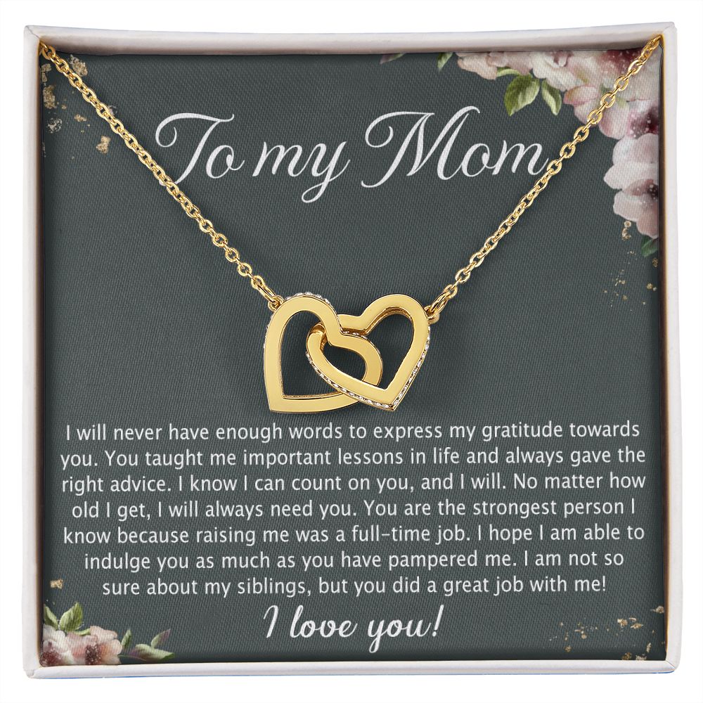 To My Mother Mom Best Friend In Law Bonus Step For Mother Day Birthday Wedding Engagement From Son Daughter Step In Law Necklace Gift Interlocking Hearts Necklace
