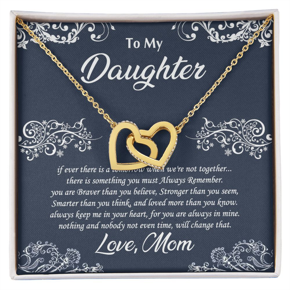 Jewelry Pendant Present for Daughter, To My Daughter Gift Necklace from Mom, Mother Daughter Gift Ideas, Birthday Christmas Gift Graduation Gifts for Daughters, Mother and Daughter Necklace 19 Interlocking Hearts Necklace